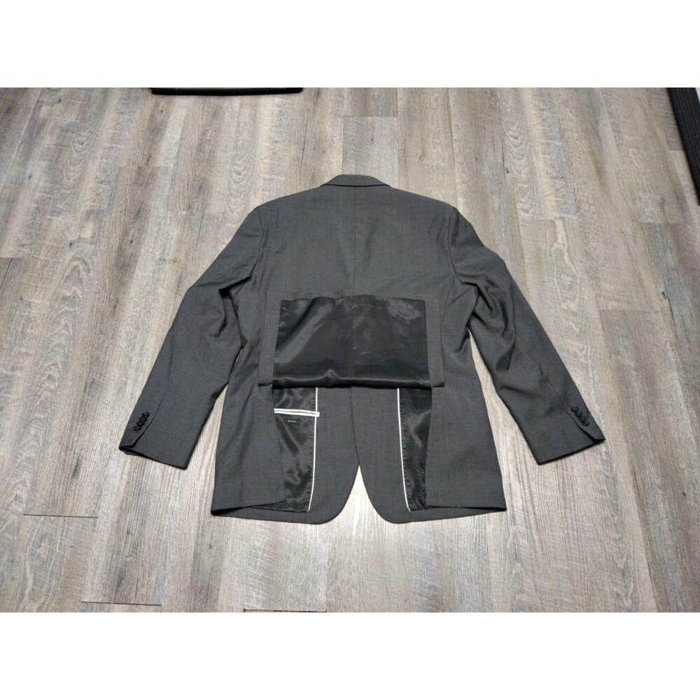 Awareness Kenneth Cole Mens 44L Gray Stripe Sports Coat 2 Button Duel Vent - Picture 2 of 15
